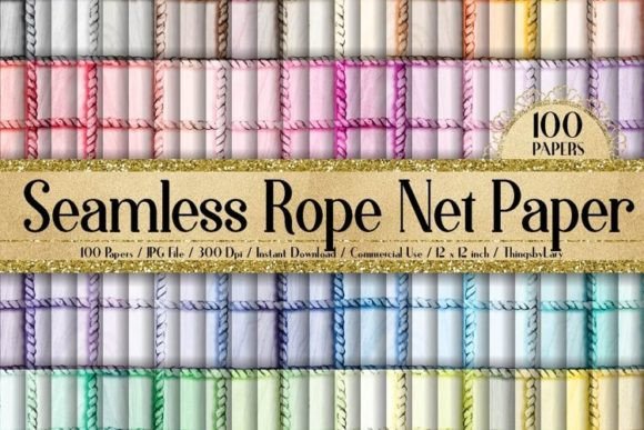 100 Seamless Watercolor Rope Net Papers