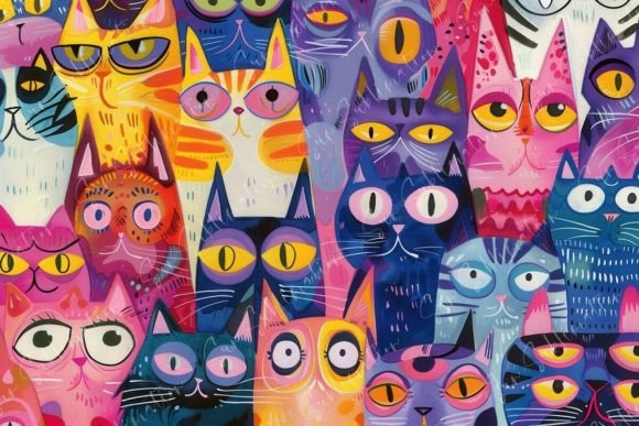 Colorful Abstract Cats: Elevating Digital Spaces with Vibrant Art