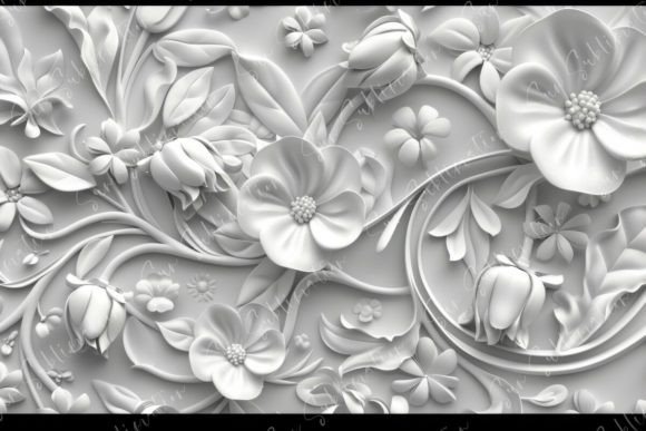 Elegant White Floral Relief