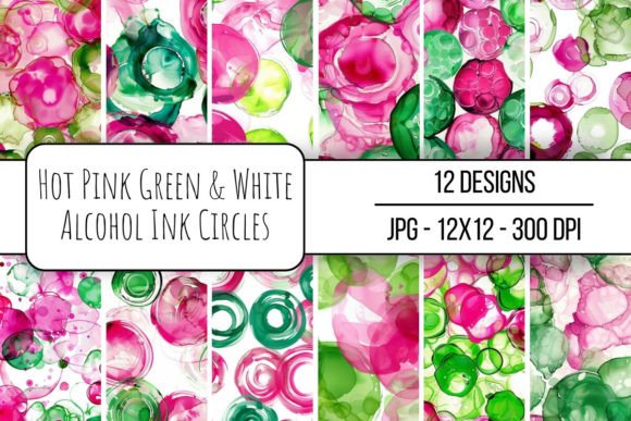 Evaluating Hot Pink Green White Alcohol Ink Digital Backgrounds for Creative Projects