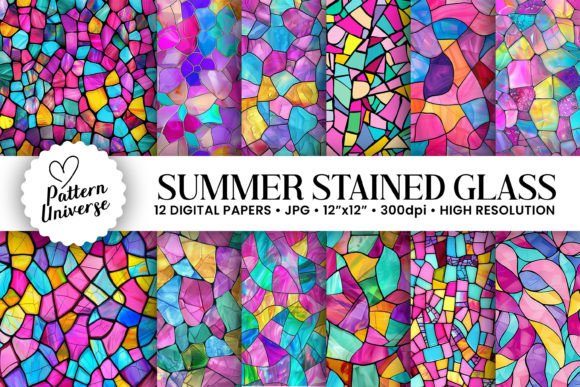 Evaluating Summer Stained Glass Digital Papers for Craft and Design Projects