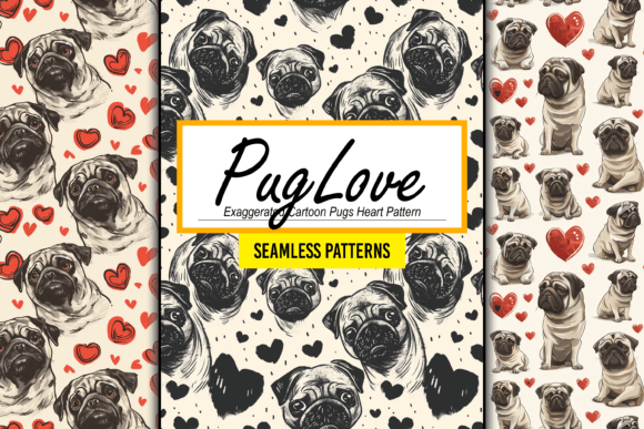 Exaggerated Cartoon Pugs Heart Pattern: A Practical Review for Designers