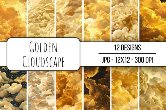 Golden Cloudscape Seamless Pattern