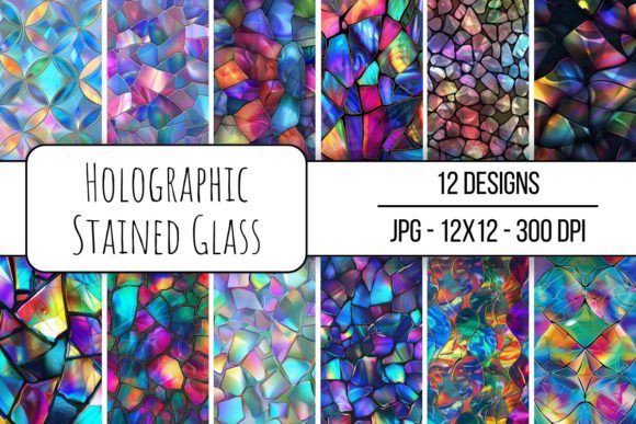Holographic Stained Glass Digital Patterns