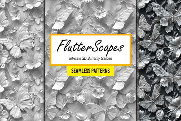 Intricate 3D Butterfly Garden Pattern
