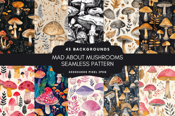 Mad About Mushrooms Seamless Pattern