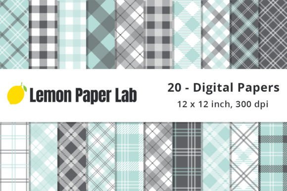 Mint, Grey and White Plaid Backgrounds