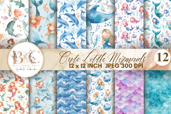 Pastel Little Mermaids Digital Papers