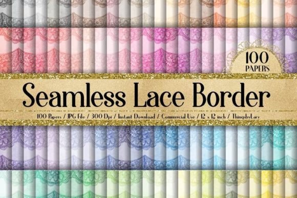 Seamless Watercolor Lace Border Papers