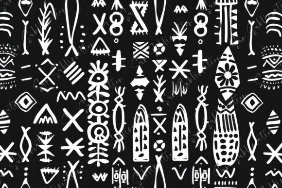 Tribal Pattern Art: Abstract White on Black
