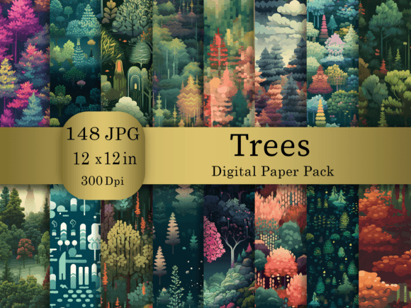 Unlocking Creative Potential with the Trees Digital Paper Pack: A Watercolor Design Collection